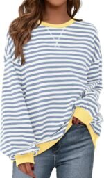 BTFBM Womens Oversized Striped Sweatshirt Crewneck Long Sleeve Pullover Top Casual Y2K Fall Clothes 2025 Workout Shirt - Image 2