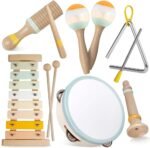 Baby Musical Instruments-Montessori Wooden Toys for Toddlers 1-3,Neutral Colors Percussion Instruments Set with Modern Boho Xylophone for Kids Preschool Educational 3+ - Image 2