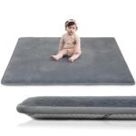 Baby Play Mat for Floor,1.3" Thick Elasti-Foam 50"×50" Playpen Mat for Tummy Time,Water Repellent Soft Coral Velvet for Toddler,Infant,Kids,Non-Slip Backing Safe for Crawling(Dark Grey) - Image 2