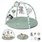 Blissful Diary Baby Play Gym Mat, Play Mat Activity Mat with 6 Detachable Toys for Stage-Based Sensory & Motor Skill Development, Easy to Install & Clean, Baby Essentials Gift, Sage Green - Image 2