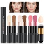 CAHIUYOA 6 Colors Cream Contour Stick Makeup Kit,Highlighter Makeup Stick,Bronzer Contour Stick and Blush Stick for Cheeks,Long Lasting Waterproof Face Highlighter Makeup Contour Kit (Set A) - Image 2