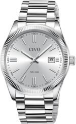 CIVO Analog Mens Watches Silver: Wrist Watches with Date Easy to Read - Dress Stainless Steel Watch for Men Gifts for Husband Father at Birthday Anniversary - Image 2
