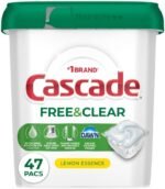Cascade Free & Clear Dishwasher Pods, Dishwasher Detergent, Dish Detergent Soap, Lemon Essence, 47 Count - Image 2