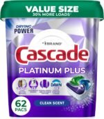 Cascade Platinum Plus Dishwasher Pods, Dish Detergent Soap, Clean Scent, 62 Count - Image 2