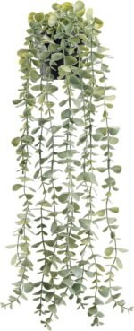 Der Rose 1Pcs Fake Plants Hanging Artificial Potted Faux Eucalyptus Plants for Modern Boho Farmhouse Bathroom Office Desk Wall Book Shelf Living Room Aesthetic Decor Indoor - Image 2