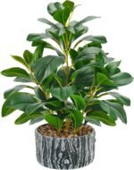 Der Rose Fake Plants Artificial Plants Indoor with Black and White Striped Pots for Room Home Bathroom Bedroom Kitchen Decor - Image 2