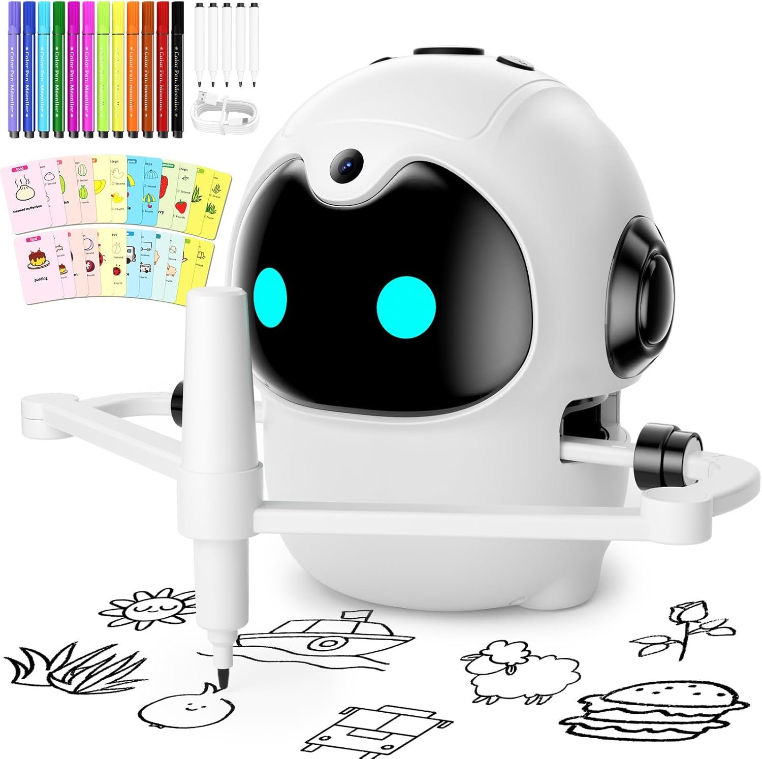 Drawing Robot for Kids, Interactive Educational Toy with 150 Cards, 12 Color Markers & Voice Guidance, Magic Drawing Robot for Boys & Girls Ages 3-8, Educational Learning Toys for Kids - Image 2