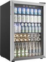 EUHOMY 4.5 Cu.ft Beverage Refrigerator and Cooler, 145 Can Mini fridge with Glass Door for Soda Beer Wine, Small Drink Dispenser with Digital Adjustable Thermostat for Home Office Bar - Image 2