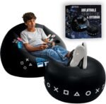 FranFusion Inflatable Gaming Chair for Kids & Teens with Cup Holders and Side Pocket - This Air Bean Bag Game Chair is The Perfect Furniture for Gamer Room Décor (Gaming Time with Ottoman) - Image 2