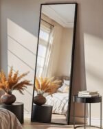 Full Length Mirror, Standing Large Floor Mirror with Aluminum Frame for Bedroom, Living Room, Bathroom(Black) - Image 2