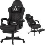 Gaming Chair, 400 lbs Adult Chair, High Back Computer Chair with Footrest and Linked Armrests, Office Video Game Chair with Lumbar Support (Black) - Image 2