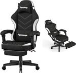 Gaming Chair,Fabric Computer Chair with Pocket Spring Cushion,400 lb Load Capacity,Ergonomic Office Chair with Footrest,Height Adjustable Video Gamer Chair with Lumbar Support (Black) - Image 2