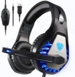 Gaming Headset for PS4, Xbox One, PC, PS5, Laptop, Mac, Nintendo Switch, 3.5MM Noise Cancelling Over Ear Headphones with Mic, Bass Surround, Soft Memory Earmuffs (Black) - Image 2