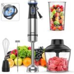 Ganiza Immersion Blender 5 in 1 Hand Blender Max 1000W Heavy Duty Motor, 16 Speed Mode Handheld Blender Stainless Steel Blade With 800ml Mixing Beaker, 600ml Chopper, Whisk and Milk Frother - Image 2