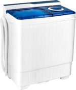 Giantex Washing Machine Semi-automatic, Twin Tub Washer with Spin Dryer, 26lbs Capacity, Built-in Drain Pump, Portable Laundry Washer, Compact Washing Machine for Apartment, Dorm and RV (White+Blue) - Image 2