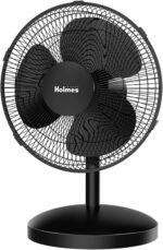 HOLMES 12" Table Fan, 75° Oscillation, 3 Speeds, 15° Adjustable Head Tilt, Ideal for Home, Bedroom or Office, Black - Image 2