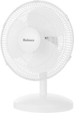 HOLMES 12" Table Fan, 75° Oscillation, 3 Speeds, 15° Adjustable Head Tilt, Ideal for Home, Bedroom or Office, White - Image 2