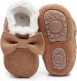 HONGTEYA Baby Moccasins with Fur Fleece Rubber Soles Warm Snow Boots Leather Baby Shoes for Boys Girls… - Image 2
