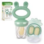 Haakaa Baby Fruit Food Feeder & Mini Freezer Nibble Tray Combo, Breastmilk Popsicle Molds for Cooling Relief, BPA Free Silicone Feeder for Safe Infant Self Feeding, 4 Month+ (Pea Green) - Image 2