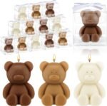 Hoolerry 30 Pcs Baby Shower Favors Bear Candles Favors with Handmade Mini 30 Boxes Bear Shaped Candles Bulk for Baby Shower Boys Girls Wedding Gender Reveal Party Guest(White, Brown) - Image 2