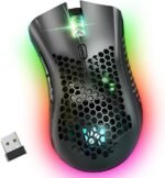 KM-1 Gaming Mouse, Wireless Mouse Gaming Computer Mice USB with Honeycomb Shell, 6 Programmed Buttons, 3 Adjustable DPI, Ergonomic RGB Optical Mouse for PC Mac Laptop - Image 2