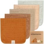 KeaBabies Cotton Muslin Burp Cloths Baby Boy, Girl - 5-Pack Soft & Absorbent Burping Cloth for Babies, Large Baby Towels & Washcloths for Newborn, Spit Up Rags, No Shrink, 20x10 (Spice) - Image 2