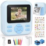 Kids Camera Instant Print, 1080P HD Digital Video Kids Instant Camera for Girl Boys, Toddler Toys for Children Age 3-12 with 3 Rolls Print Paper & 32G Card (Blue) - Image 2