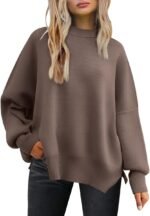 LILLUSORY Women's Oversized Batwing Sweaters 2025 Fall Outfits Trendy Crewneck Knit Side Slit Fashion Pullover Tops - Image 2