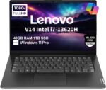 Lenovo V14 Gen 4 Business Laptop (14" FHD Anti-Glare, Intel 10-Core i7-13620H, 40GB RAM, 1TB SSD), Webcam with Privacy Shutter, Ethernet, Wi-Fi 6, HDMI, Bluetooth, Win 11 Pro w/ Copilot, Black - Image 2