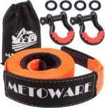 METOWARE Heavy Duty Tow Strap Recovery Kit - 3" x 20ft(35,000lbs) Tree Saver Winch Strap + 3/4" D Ring Shackles(2pcs) + Storage Bag - Truck, SUV, ATV Off Road Towing Strap Kit - Image 2