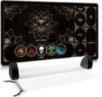 MTG Playmat with Play Zones – Magic Play mat Card Game Mat for Magic The Gathering, Lotus & Basic Lands Design, 24x14 inch, Stitched Edge, Non-Slip Base with Prismatic Playmat Tube-Colorful Lands - Image 2