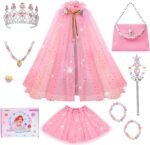 Meland Princess Dress up Clothes for Girl, 11Pcs Princess Cape with Kid Crown Toys,Dresses for Girl 3,4,5,6,7,8 Birthday Gift - Image 2