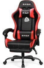 NEO CHAIR Video Gaming Chair with Footrest High Back Ergonomic Comfortable Office Computer Desk with Lumbar Support Height Adjustable with PU Leather Recliner for Adults Women Men (Red) - Image 2