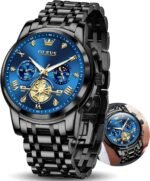 OLEVS Men Silver Watches,Men's Stainless Steel Chronograph Watch,Man Analog Quartz Big Face Male Watches Luxury Waterproof Roman Numeral Dress Diamond Relojes para Hombre - Image 2