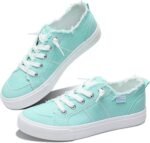 Obtaom Women's Play Fashion Sneaker White Color Washed and Leopard Canvas Slip on Shoes - Image 2