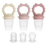 PandaEar 3 Pack Baby Fruit Food Feeder Pacifier with 3 Different Size Silicone Pouch, Silicone Teethers for Babies 3-6-12 Months, BPA Free Mesh Feeder, Baby Solid Food Essentials - Image 2