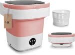 Portable Mini Washing Machine, 16L Foldable Washer and Dryer with 3 Modes Deep Cleaning, Upgraded Small Collapsible Laundry for Hotel, Apartment, Home and Travel - Pink - Image 2