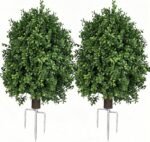 QIANYUN Boxwood Topiary Bush -Artificial Topiary for Outdoors-Evergreen Plants Topiary Ball Tree UV-Resistant 2-Pack for Front Porch Garden Yard Balcony Decor - Image 2