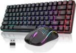 RedThunder K84 Wireless Keyboard and Mouse Combo, Rainbow Backlit Rechargeable Battery, 75% Layout TKL Ultra Compact Gaming Keyboard & Lightweight 3200 DPI Honeycomb Optical Mouse (Black) - Image 2