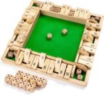 Ropoda Wooden Shut The Box Game (2-4 Players) - Large 4 Sided Board, 8 Dice, Rules - Amusing Addition Game for Kids & Adults, 12 Inch - Image 2