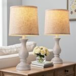 Seealle Farmhouse Table Lamps Set of 2 - Rustic Bedroom Lamps for Living Room, 22" Boho Bedside Lamp for Night Stands End Table Office Desk Lamp Nightstand Clearance Decorating with Linen Shades - Image 2