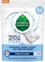 Seventh Generation Triple Action Clean Automatic Dishwasher Detergent Packs with Bio-Enzyme Power, Free & Clear, Fights 48-hour Stuck-on Food, 54 count - Image 2
