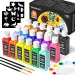 Shuttle Art Fabric Paint, 18 Colors Permanent Soft Fabric Paint in Bottles (60ml/2oz) with Brushes, Palette, Stencils, Non-Toxic Textile Paint for T-Shirts, Shoes, Jeans, Bags, DIY Projects&Art - Image 2