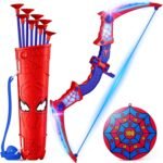 Spider Toys for Boys Age 3-4 4-6 6-8 8-12, Kids Toy BowArrow Shooting Set with Red & Blue LED Lights, Spider Quiver & Web Target, 8 Suction Cup Arrows, Toys Gifts for 3 4 5 6 7 8 9 10 12 Year Old Boys - Image 2