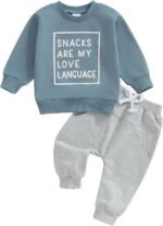 Toddler Baby Boy Fall Winter Outfit Long Sleeve Letter Print Sweatshirts and Jogger Pants Infant Boy Clothes - Image 2
