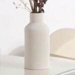 White Ceramic Flower Vase,Minimalist Modern Home Decoration,Small Pampas Grass Vases for Decor,Table,Shelf Bookshelf Decorative,Mantel,Entryway Decor and Centerpieces(8 in) - Image 2