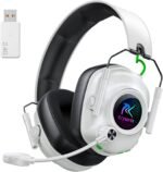 Wireless Gaming Headset with Noise Canceling Microphone for PC, PS5, PS4, Switch, Mac，2.4 GHz Wireless & Bluetooth 5.4 Gaming Headphones, Cool RGB Lighting, 40Hr Battery, 50mm Drivers(Pure White) - Image 2
