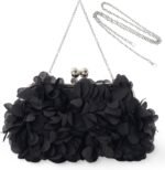 Women Elegant Evening Purse, Small Floral Clutch Bag with Detachable Chain for Wedding, Party, Prom - Image 2