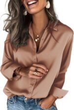 Zeagoo Satin Blouses for Women Silk Button Down Shirts Long Sleeve Business Casual Tops - Image 2