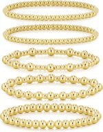 adoyi Gold Bracelets for Women Waterproof, 14K Gold Plated Beaded Strand Bead Ball Bracelets stack Adjustable Jewelry Set for Gifts - Image 2